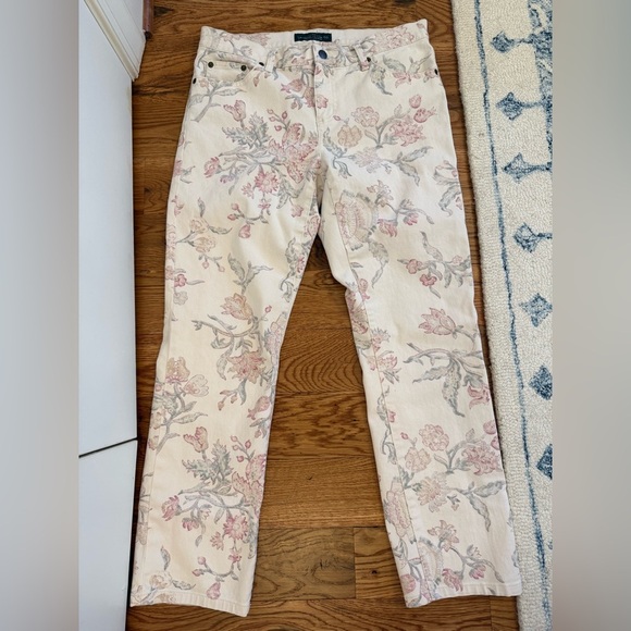 LRL Lauren Jeans Co. Ralph Lauren Multicolor Floral Modern Straight Ankle Size 8 - Picture 1 of 10